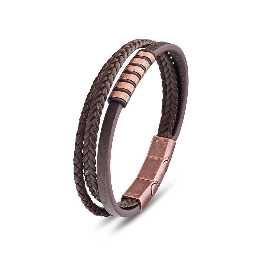 Blaze Brown Multi-Row Leather Bracelet