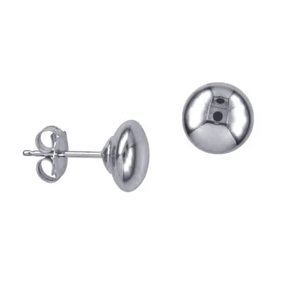 Sterling Silver 8mm Flat Ball Stud Earrings
