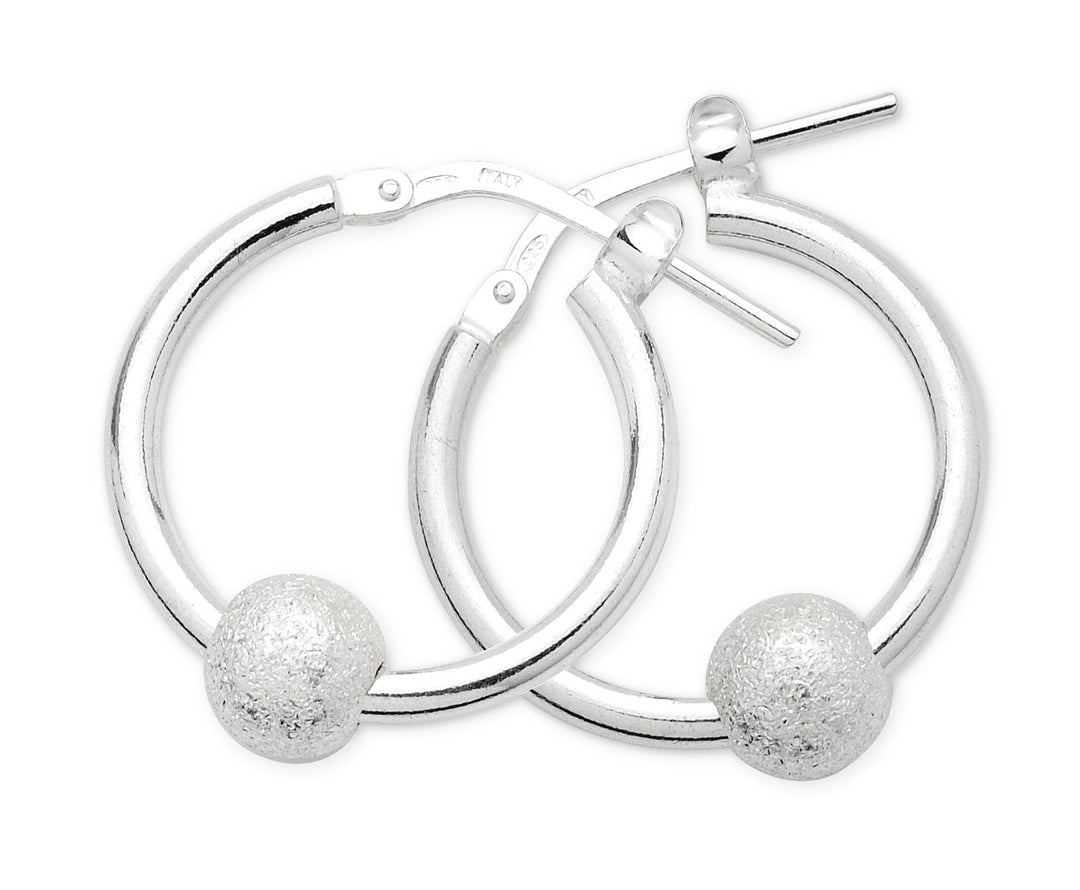 Silver Hoops With Sparkle Balls
