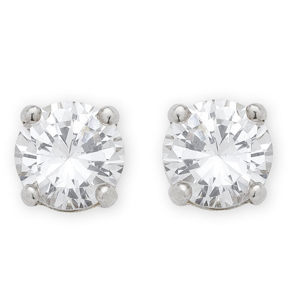 Silver Round CZ Studs