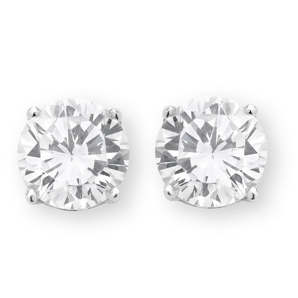 Silver Round CZ Studs