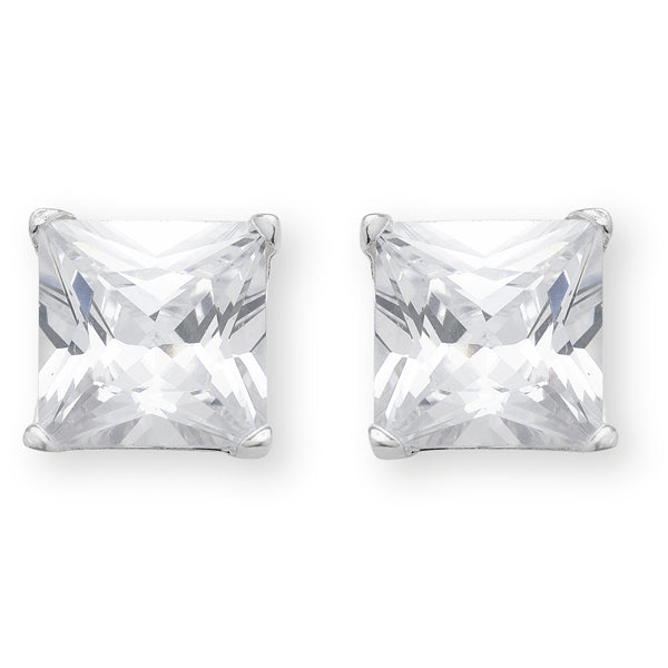 Silver Square CZ Studs
