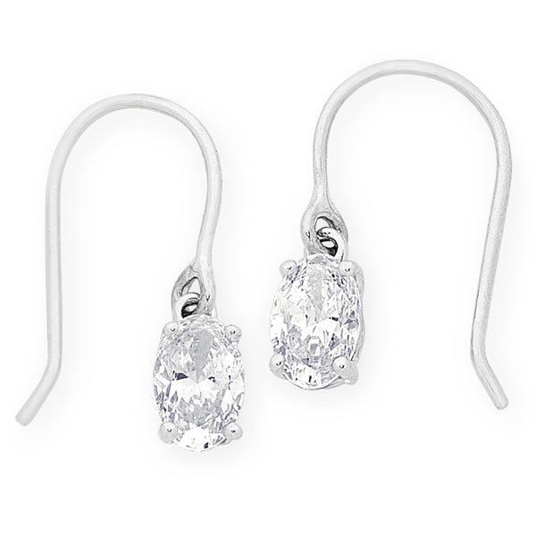 Silver CZ Shephook Earrings