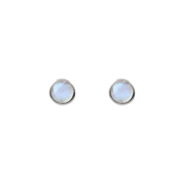 Von Treskow Silver Round Moonstone Studs