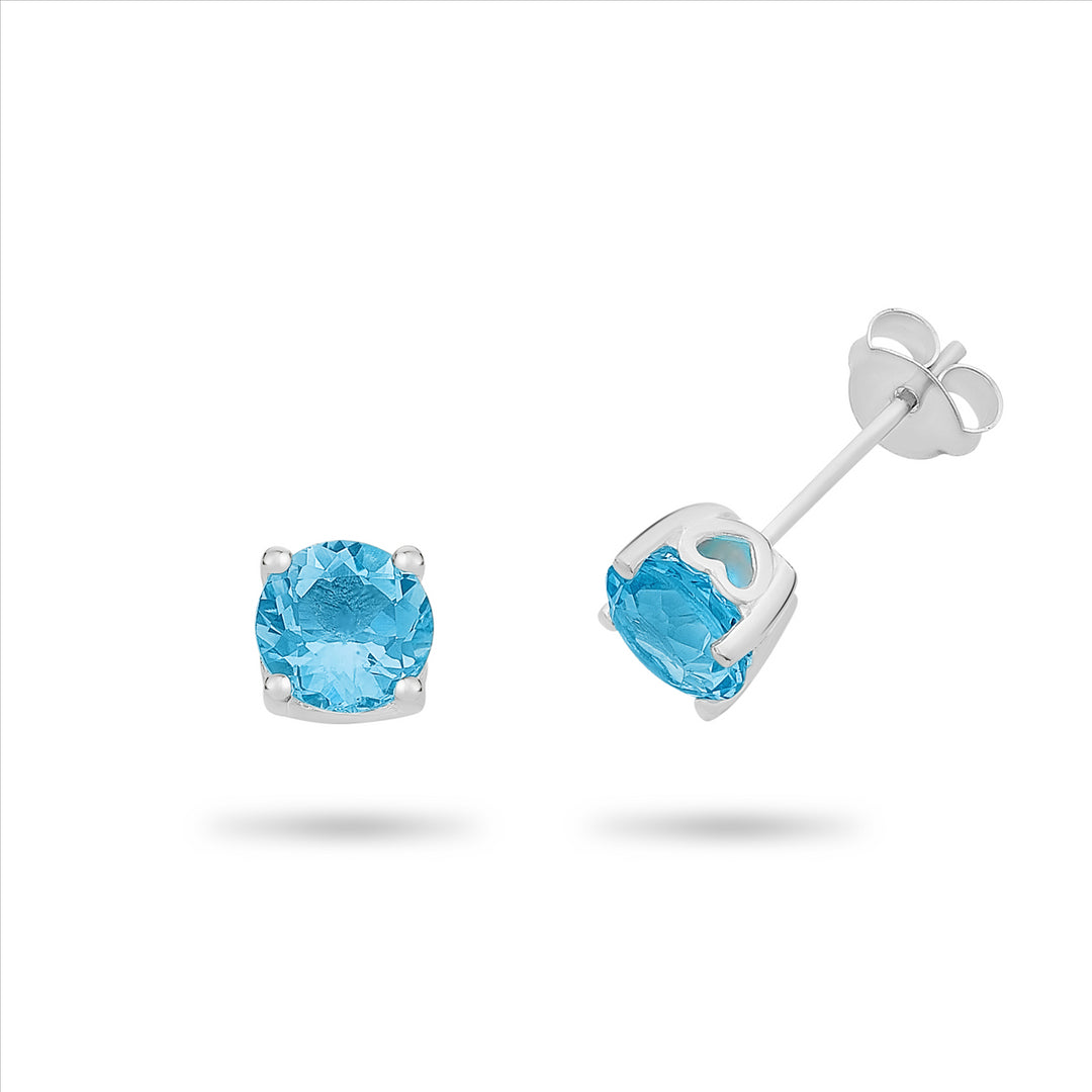 Silver Blue Topaz Studs