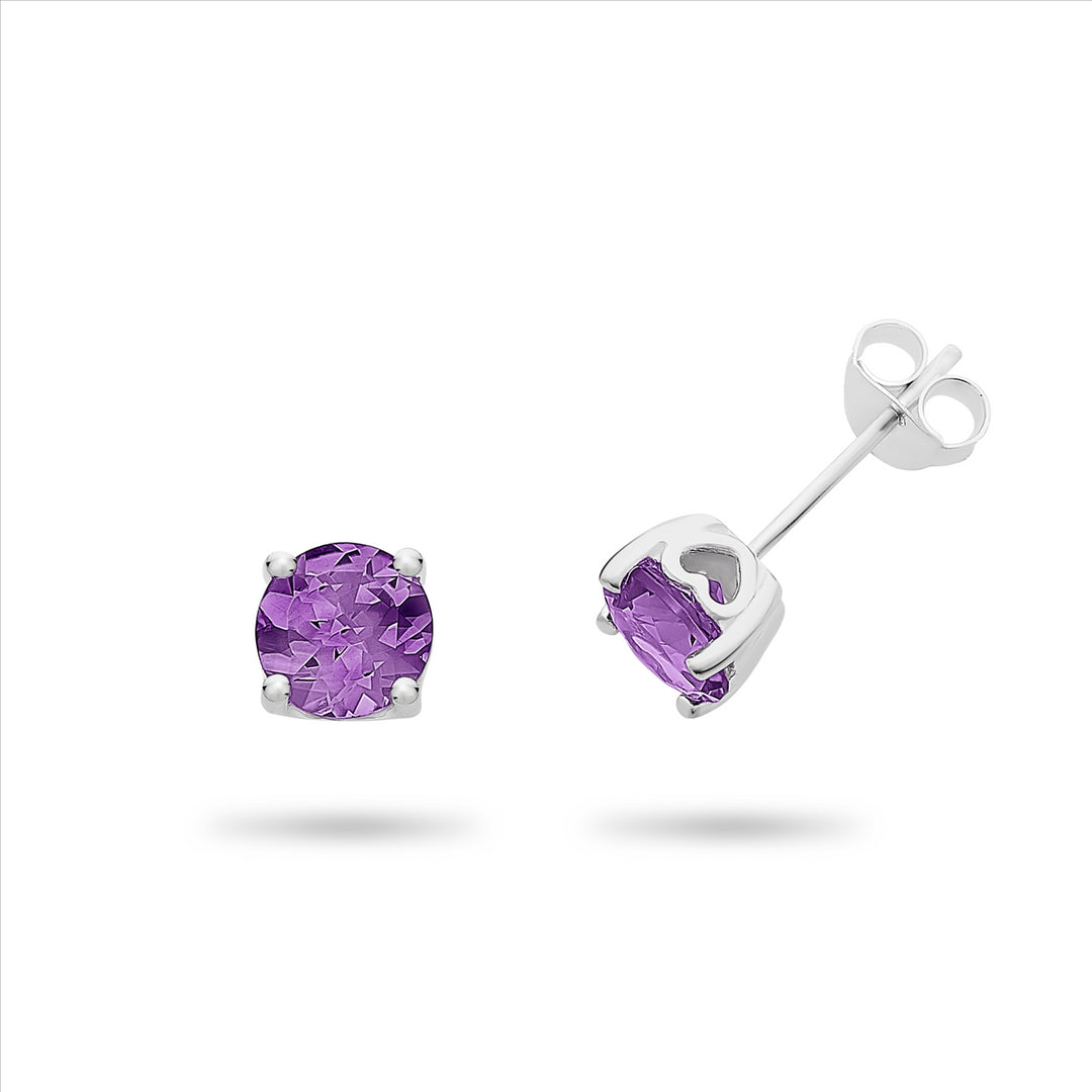 Silver Amethyst Studs