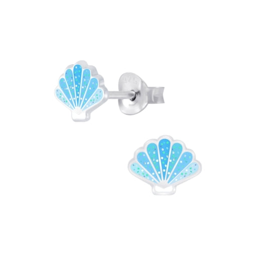 Tiny Treasures Sterling Silver Children's Glitter Shell Stud Earring
