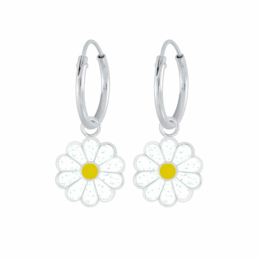 Tiny Treasures Sterling Silver Children’s Enamel Daisy Hoop Earring