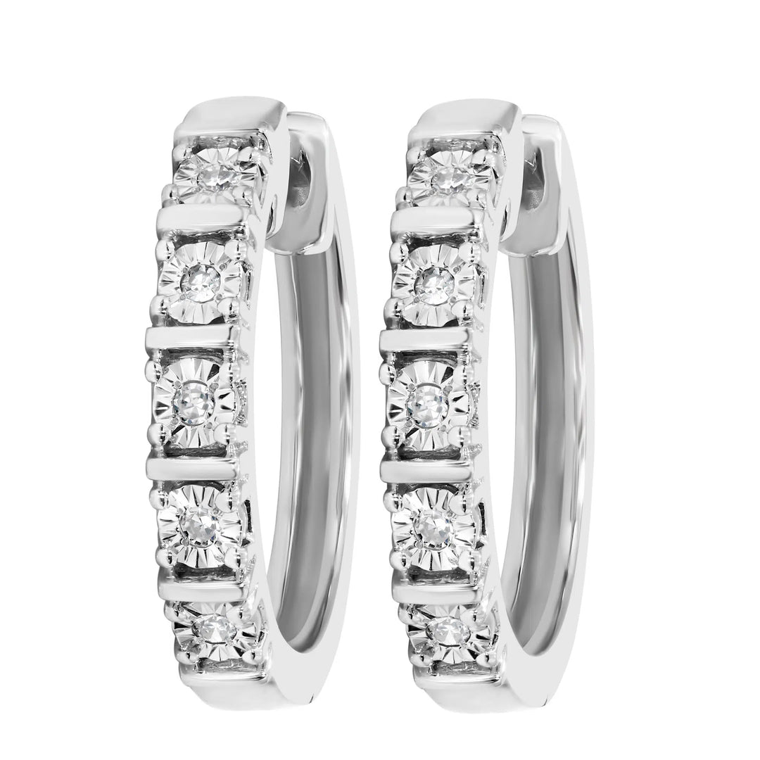 Sterling Silver Tdw=0.10Ct Diamond Huggies