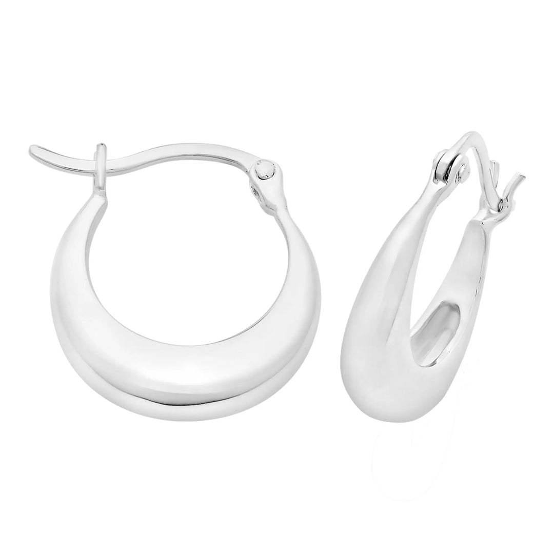 Silver Small Tapered Hoop Earrings