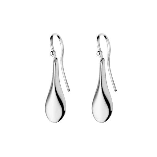 Sterling Silver Elongated Whole Drop Earrings With French Hook