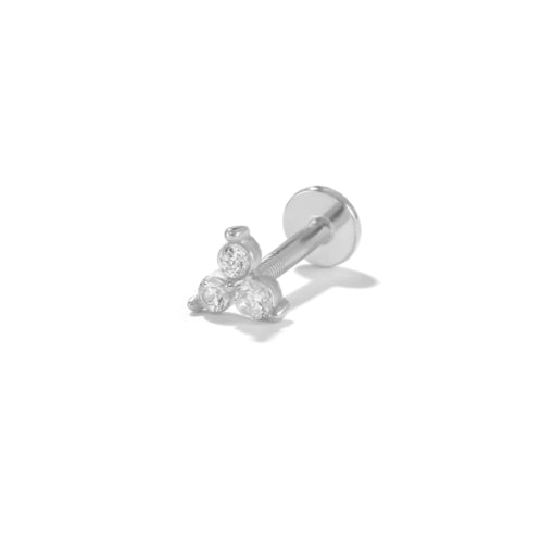 Single Stud Sterling Silver Flat Back Single Earring With Triangle Cz Design