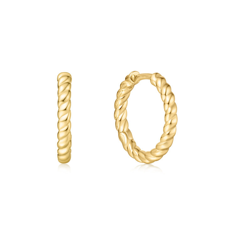 Ania Haie YG Plated Twist Rope Huggies