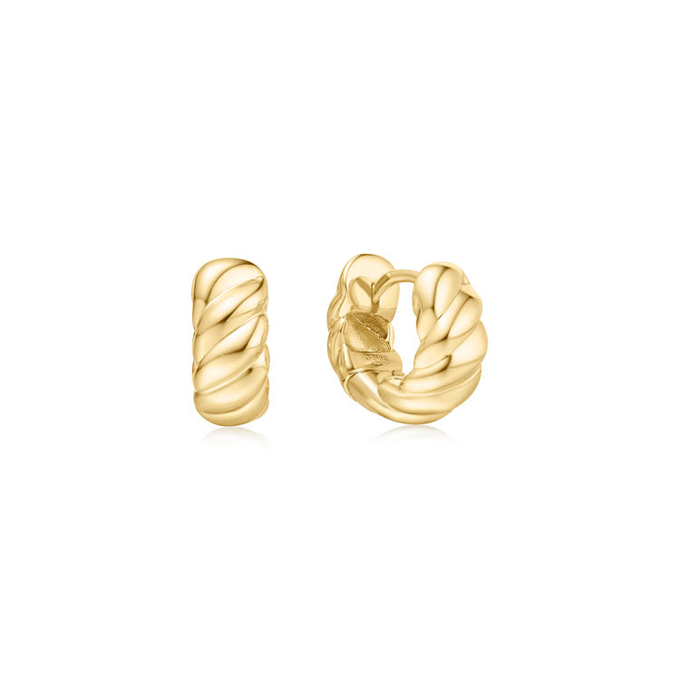 Ania Haie YG Plated Thick Rope Twist Small Huggies