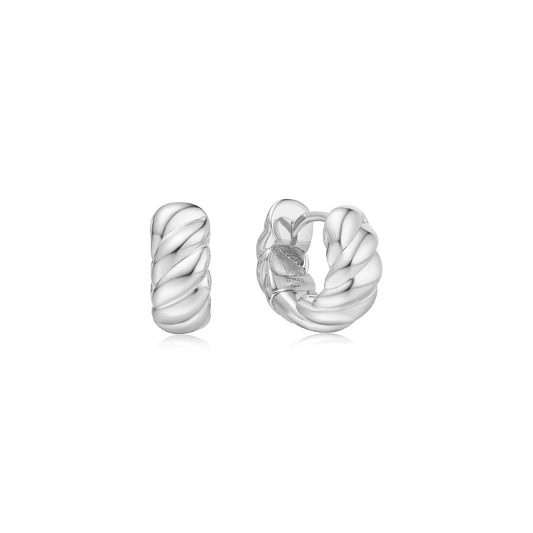 Ania Haie Silver Thick Rope Twist Small Huggies