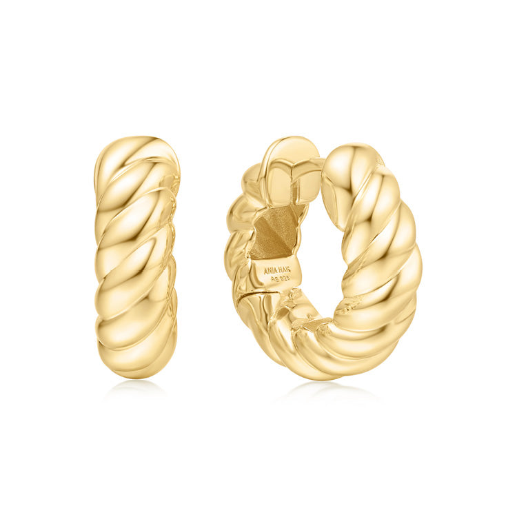 Ania Haie YG Plated Thick Rope Twist Large Huggies