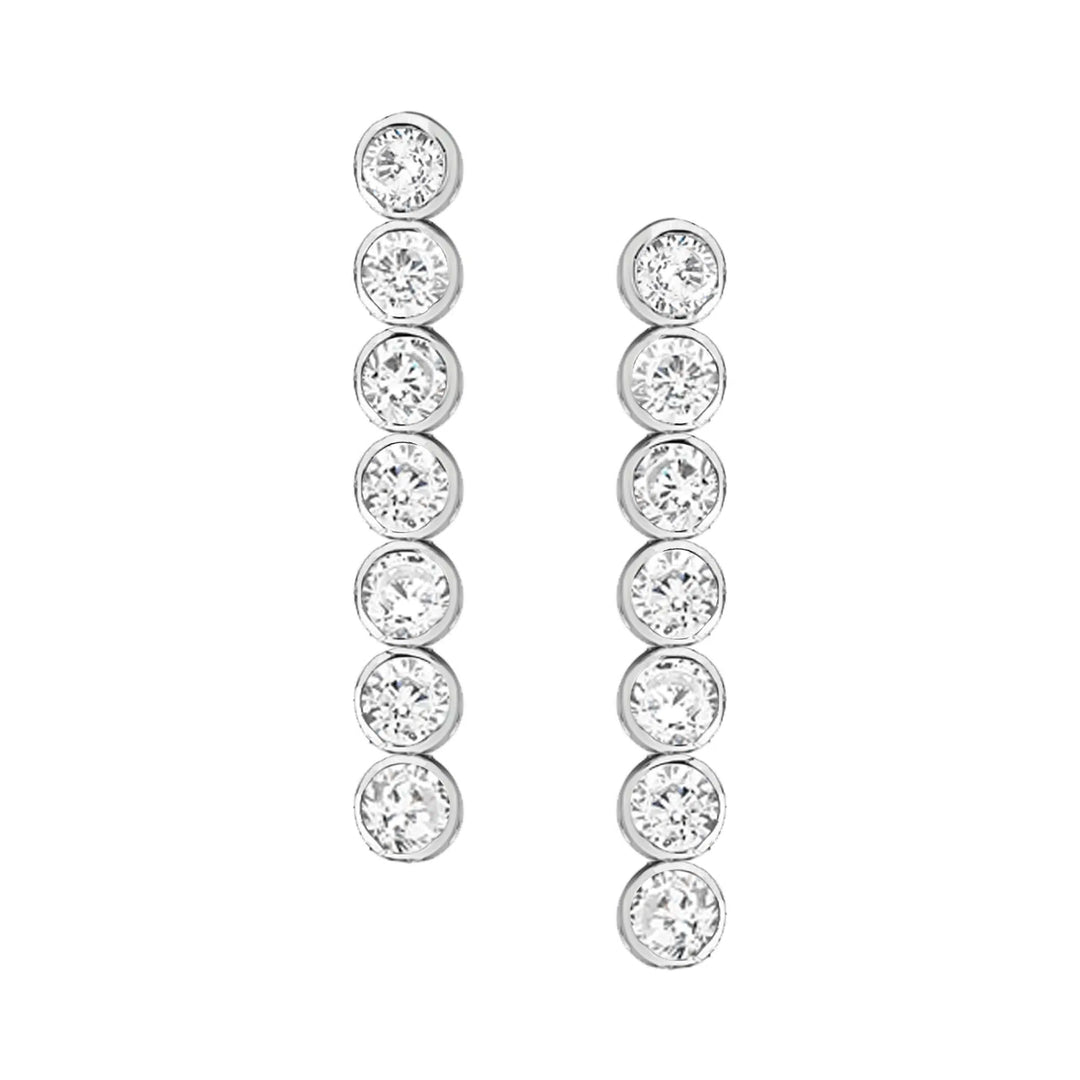 Silver Multi CZ Drop Studs