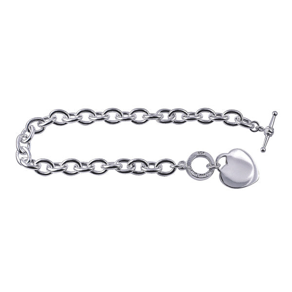 Silver Cable Heart FOB Necklace