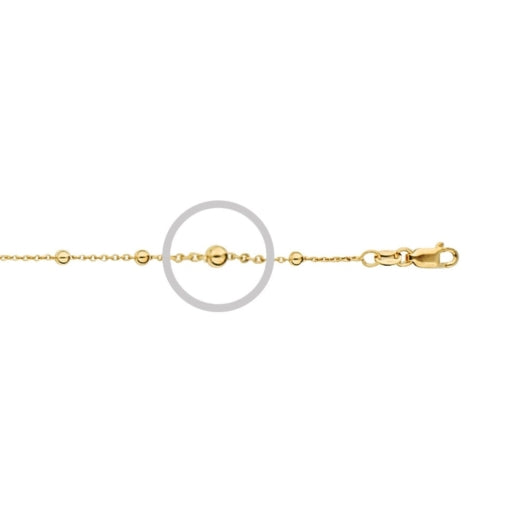 S/Silver Yellow Plated Curb & Ball Fancy Chain 50Cm+5Cm Ext