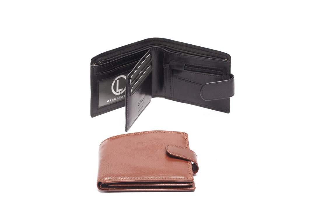 Oran Leather "Clover" Brandy Mens Leather Wallet