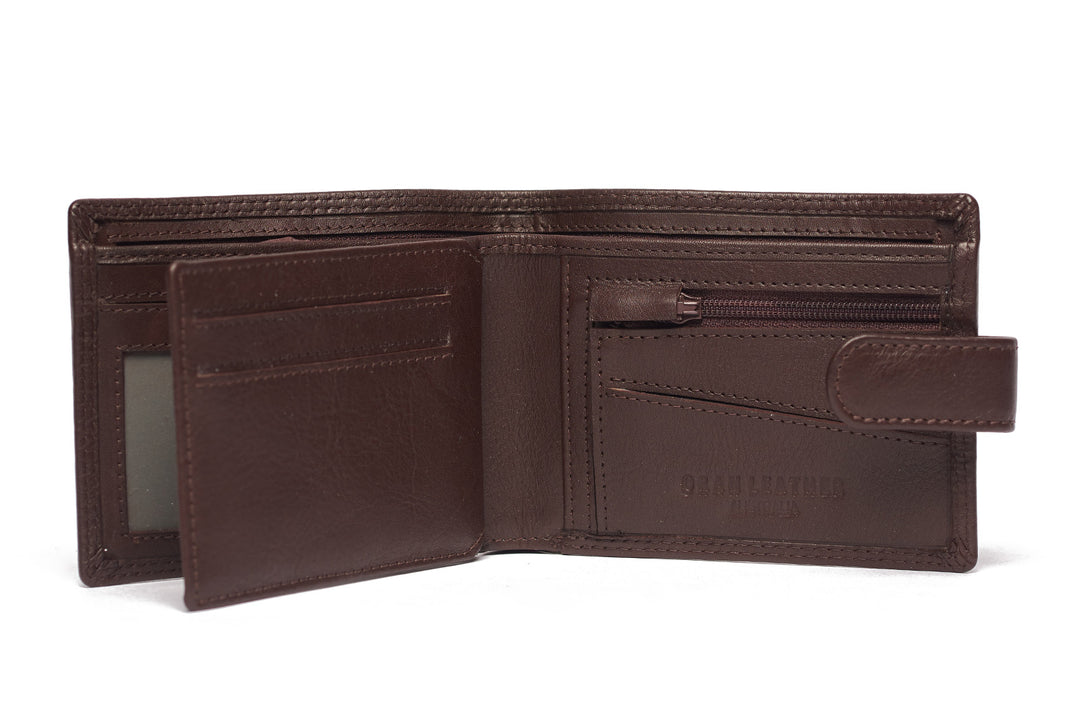 Oran Leather "Clover" Brown Mens Leather Wallet