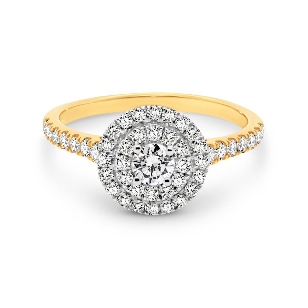 9K Yellow & White Gold Halo Engagement Ring