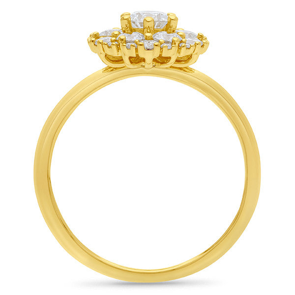 9K Yellow Gold Diamond Cluster Ring