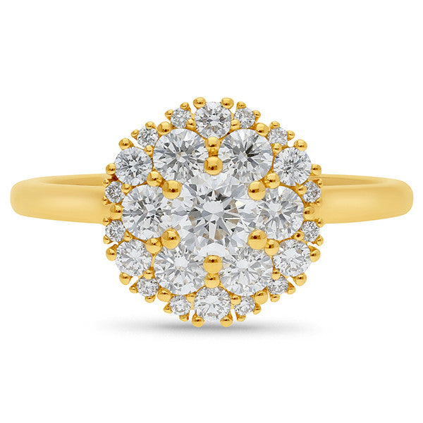 9K Yellow Gold Diamond Cluster Ring