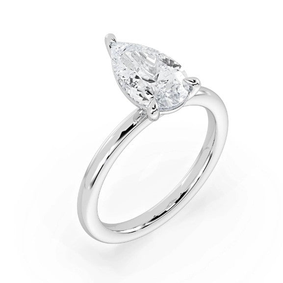 18K WG 0.83CT Pear Diamond Engagement Ring, Size N