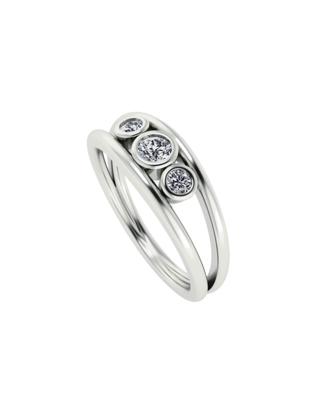 9K WG Trilogy Diamond Ring, Size S