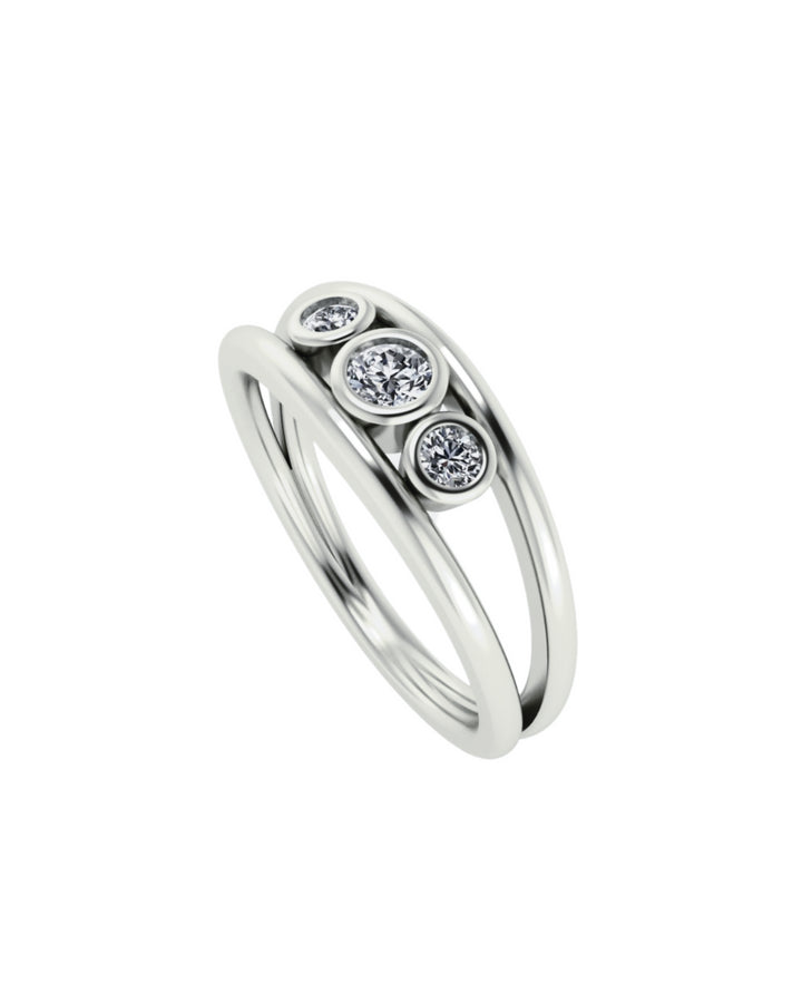 9K WG Trilogy Diamond Ring, Size S