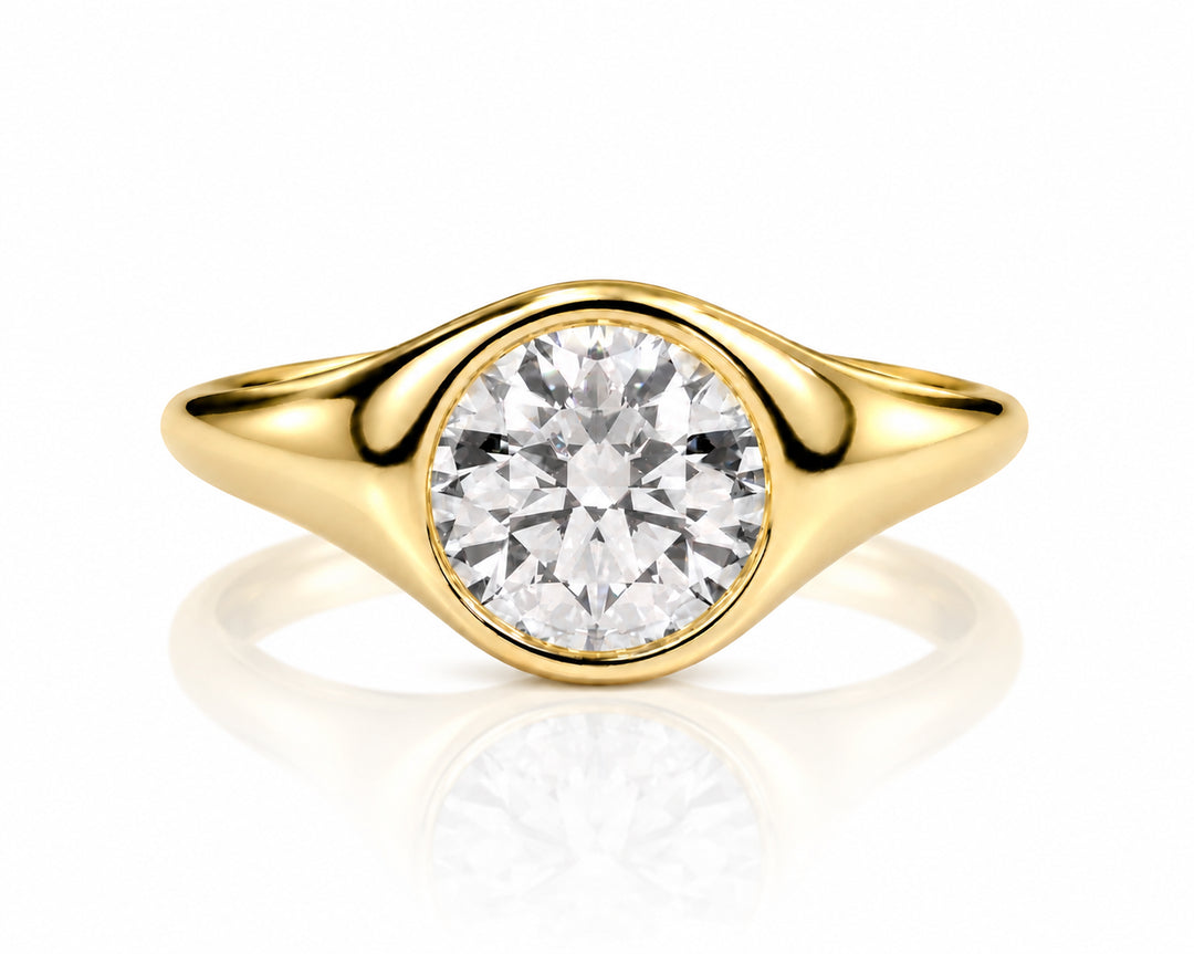 9K YG Bezel Set 2CT Lab Grown Diamond Ring