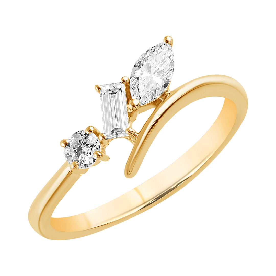9K YG Multi Stone Lab Grown Diamond Ring