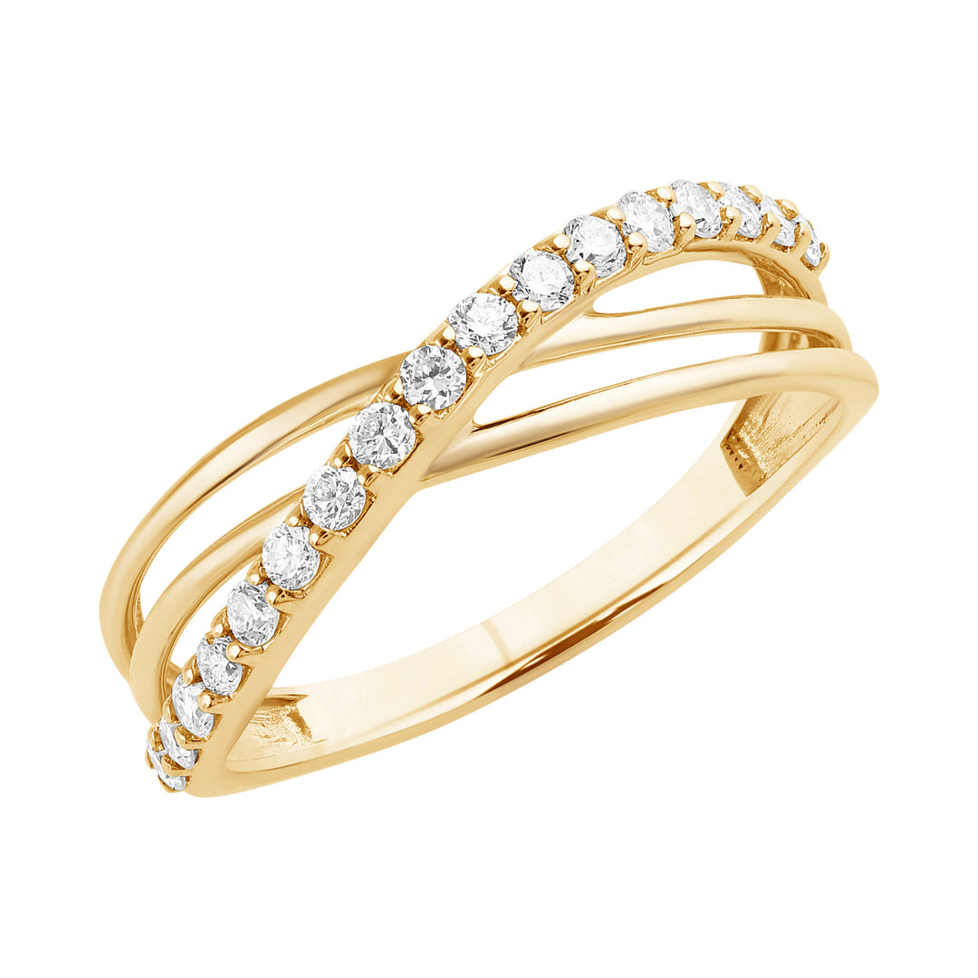 9K YG Lab Grown Diamond Cross Over Ring
