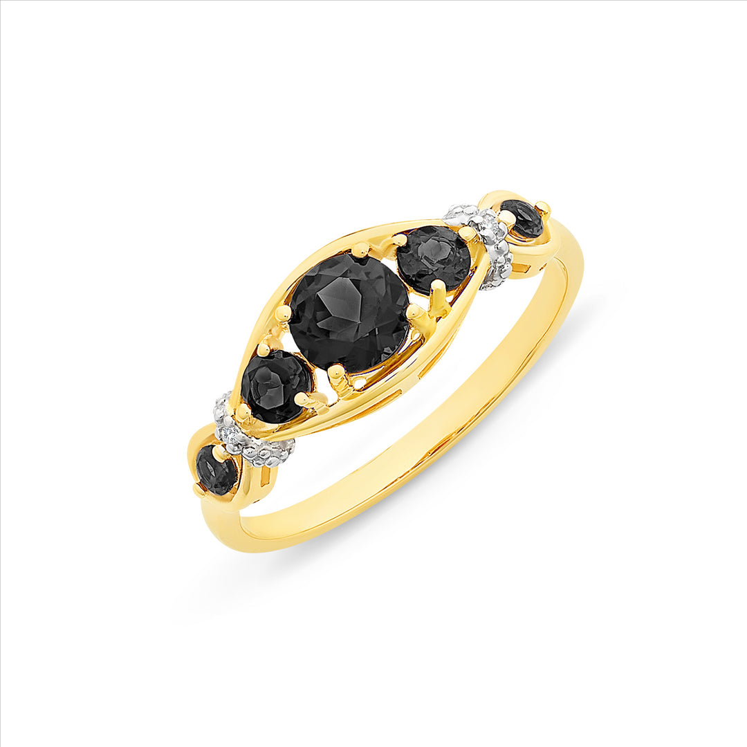 Natural Sapphire Yellow Gold Dress Ring