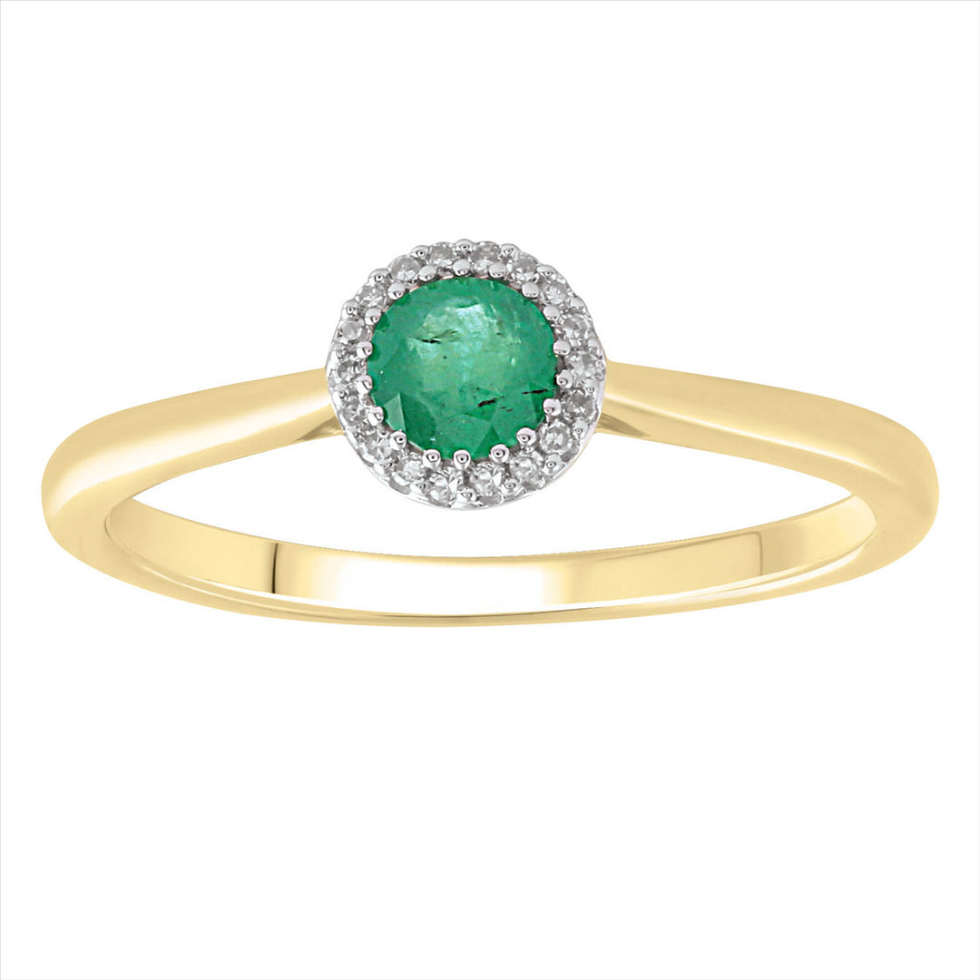 9K YG Emerald & Dia Ring