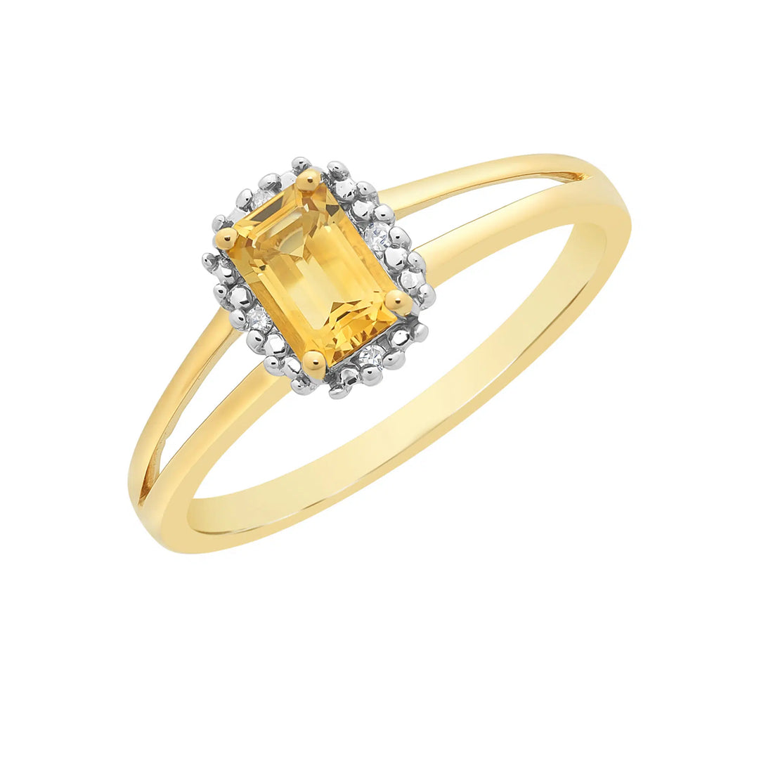 Citrine & Diamond Yellow Gold Ring