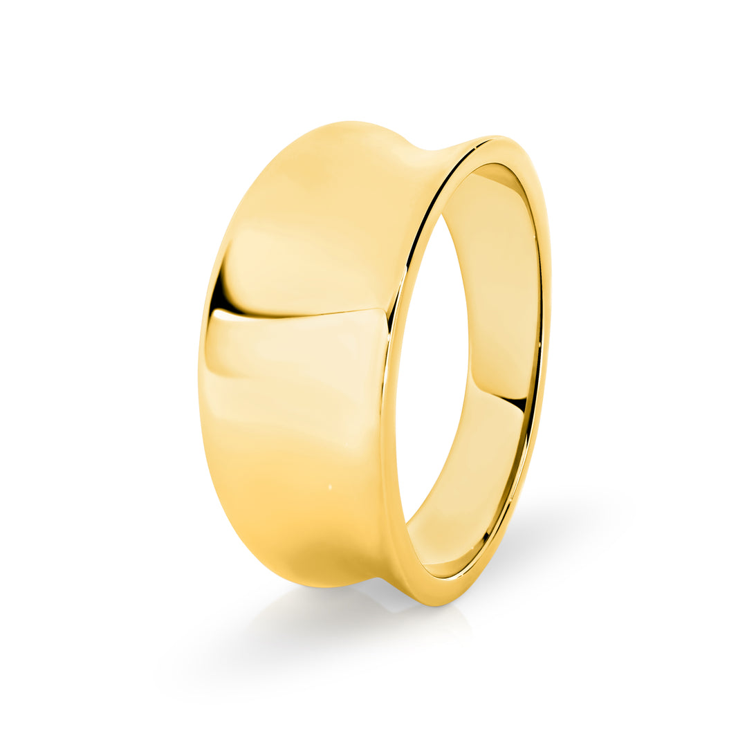 9K Yellow Gold Concave Dress Ring