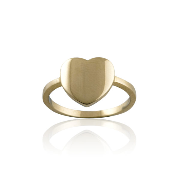 9K YG Curved Heart Ring
