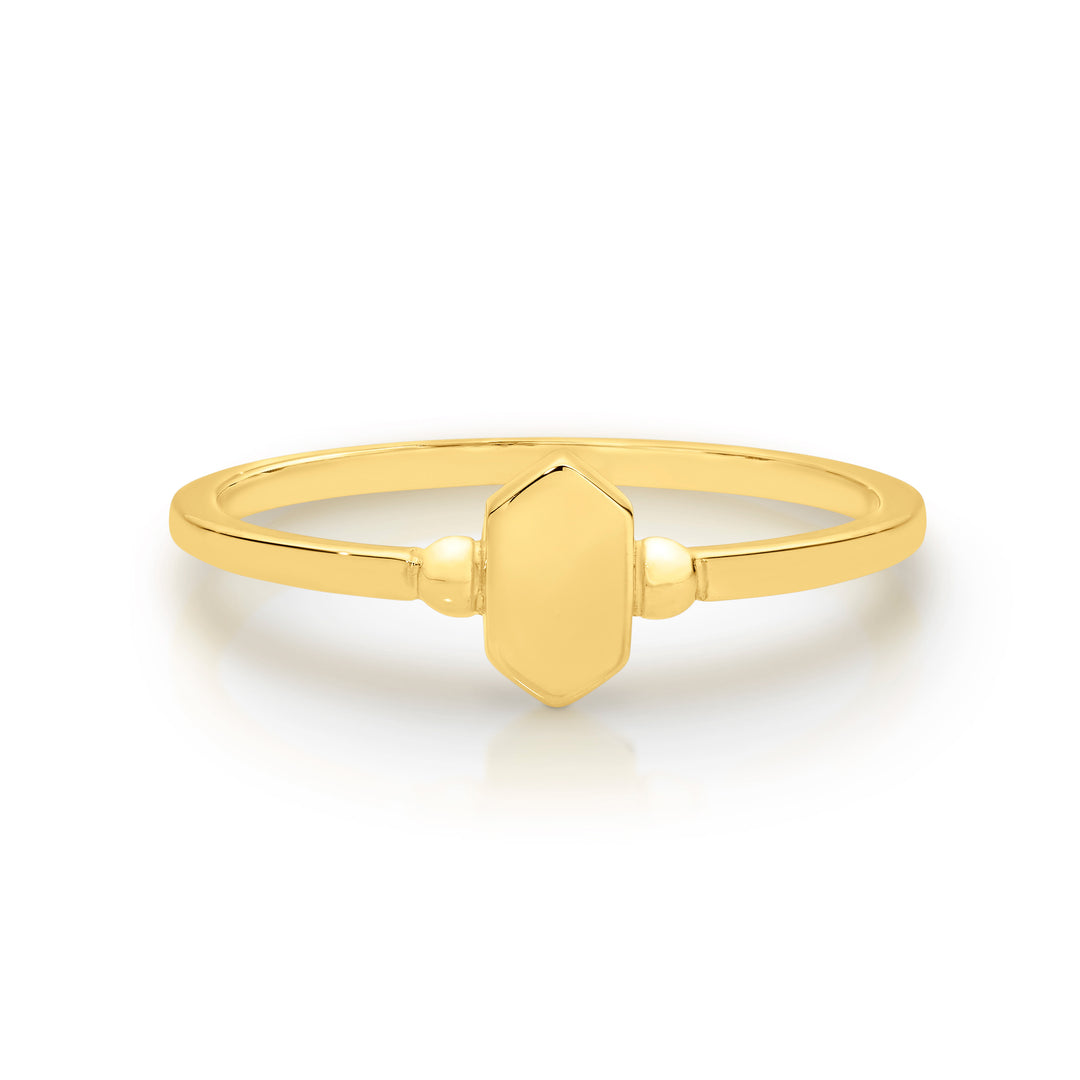 9K Yellow Gold Shield Style Signet Ring