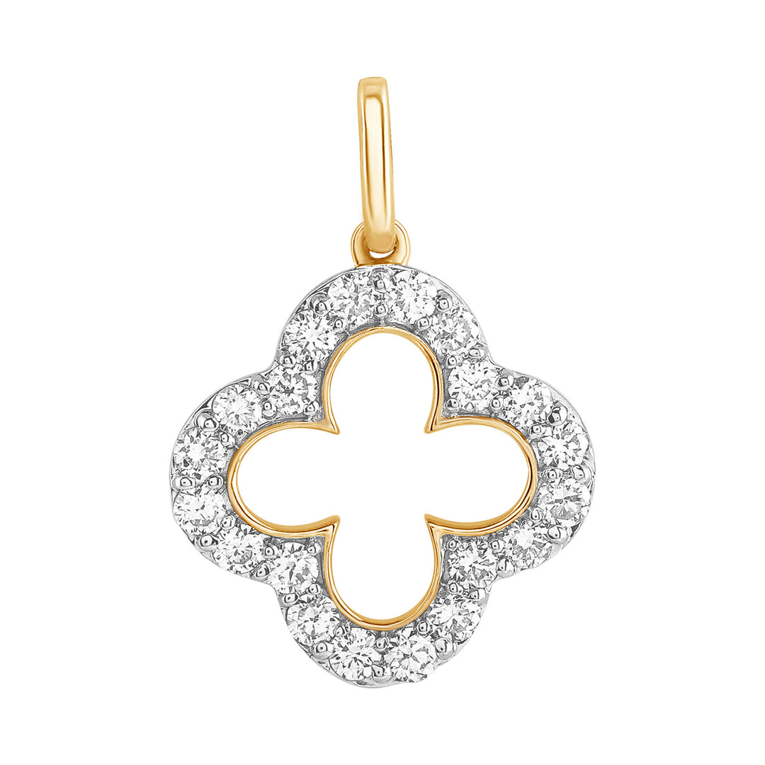 9K YG Lab Grown Diamond Clover Pendant