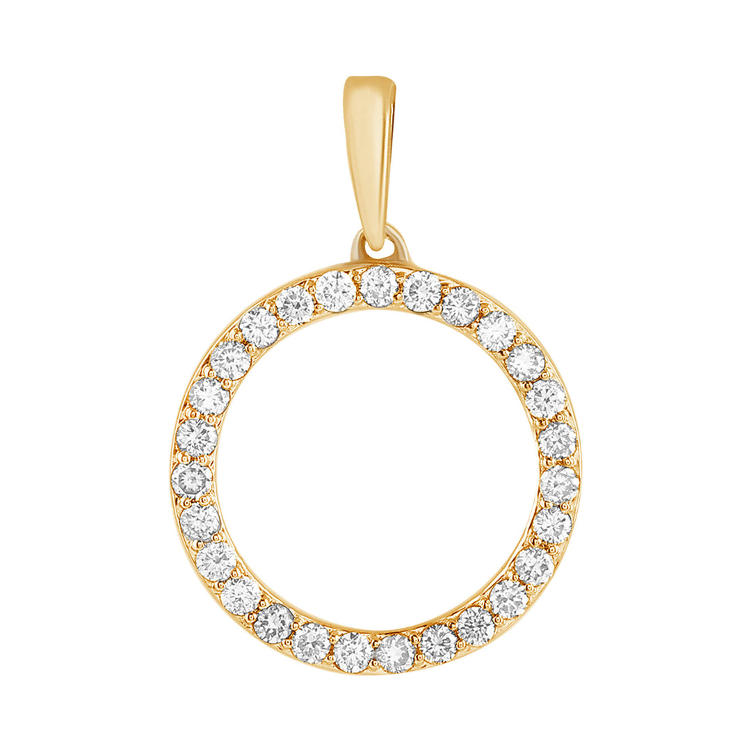 9K YG Lab Grown Diamond Circle Pendant