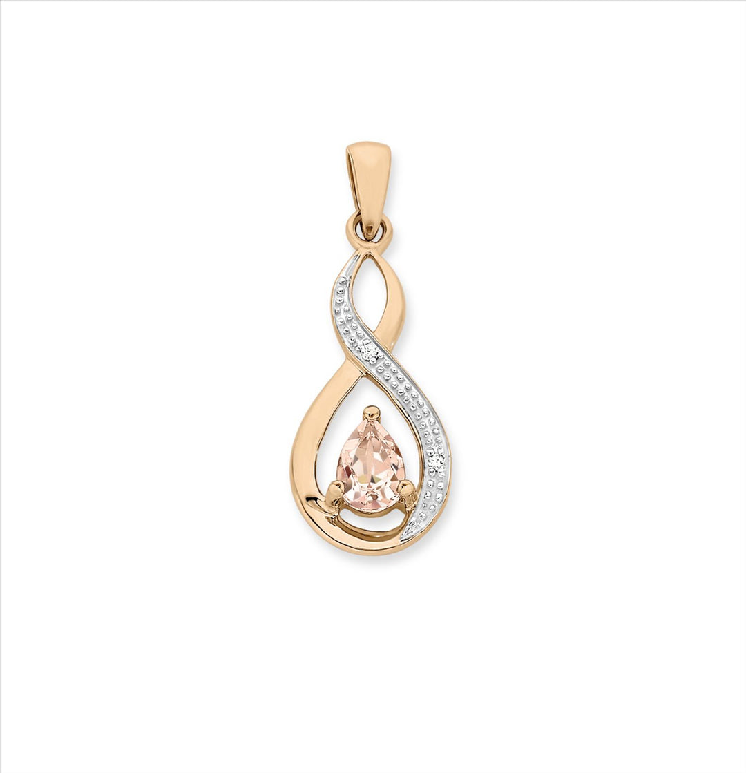 9k RG Morganite & Diamond Necklace