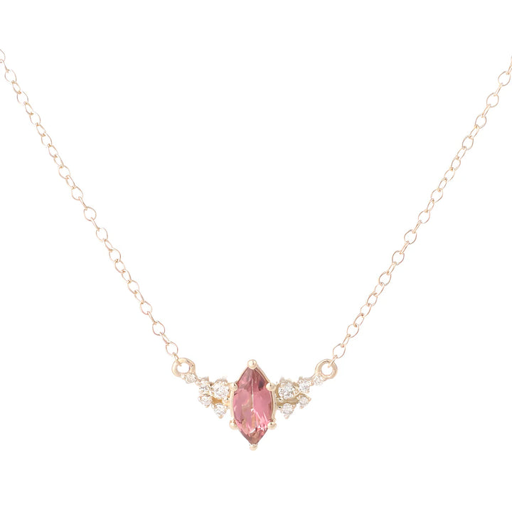 9K YG Natural Pink Sapphire & Diamond Necklace