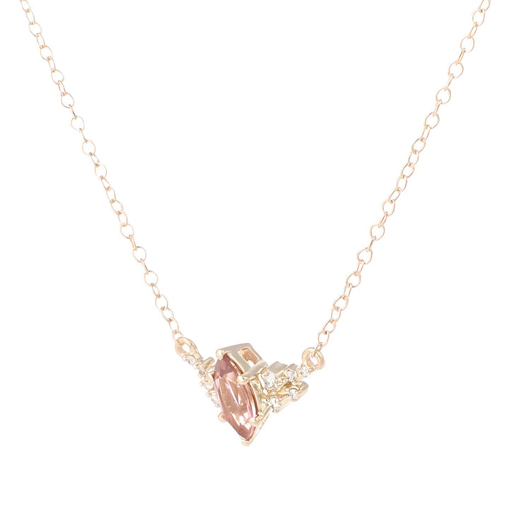 9K YG Natural Pink Sapphire & Diamond Necklace