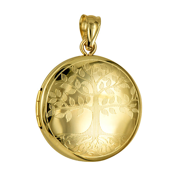 9K YG Round Tree Of Life Locket