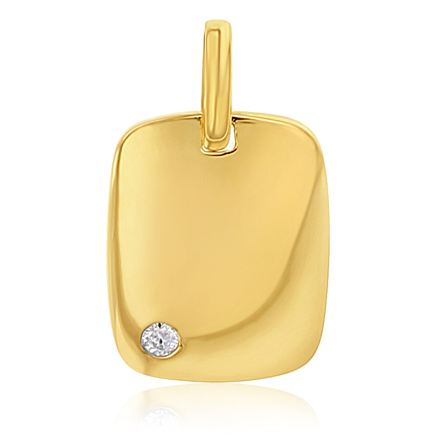 9K YG Rectangle CZ Pendant