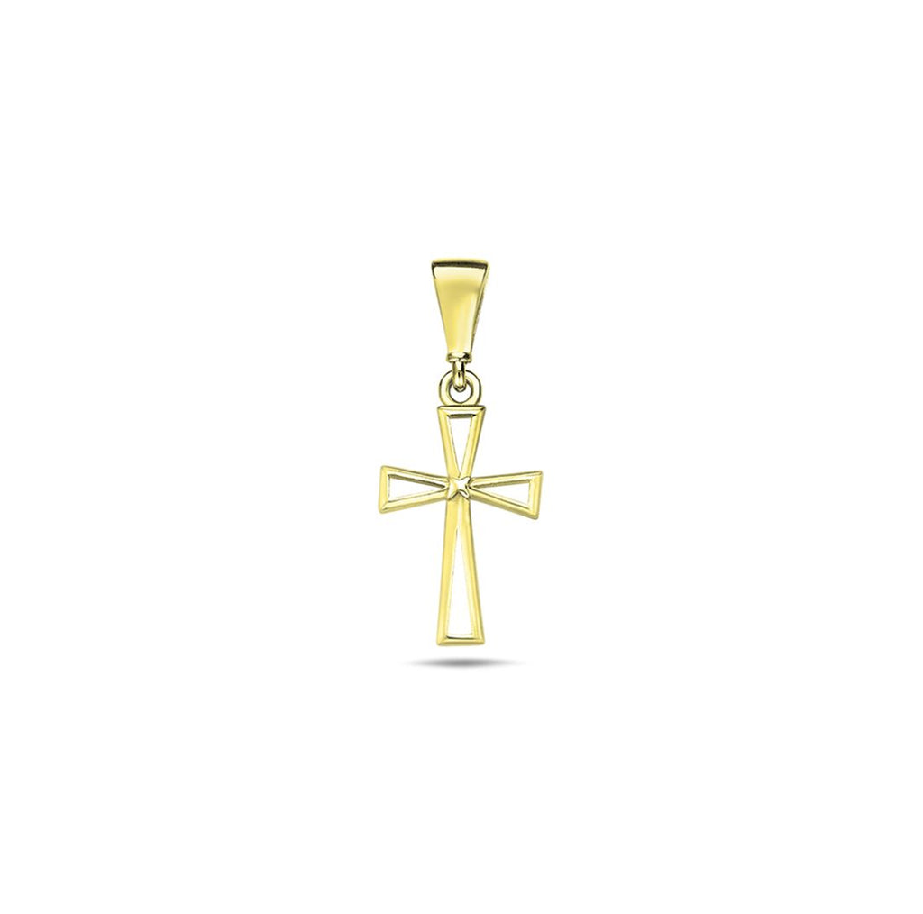 9K YG Cut Out Cross Pendant