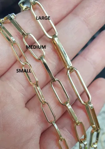 9K YG Small Paperclip Bracelet