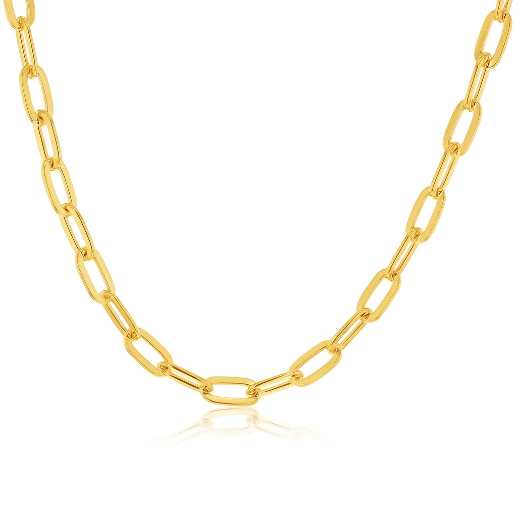 9K YG S/Filled Oval Link Bracelet 19CM